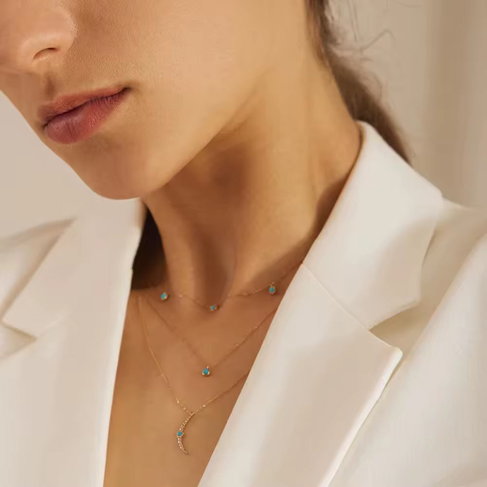 Ketting 18kt Verguld Zilver | Turquoise