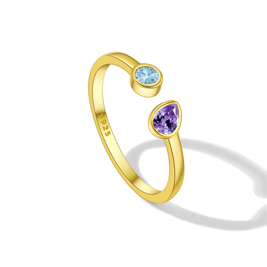 Ring 18kt Verguld Zilver | Purple|Blue Open
