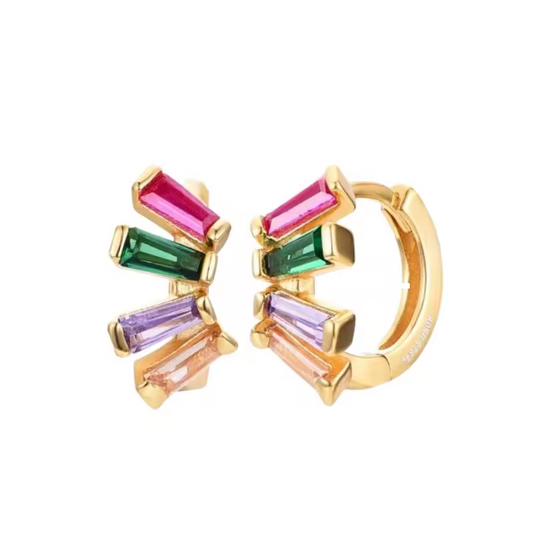 Oorringen 18kt Verguld Zilver | Colorful Zirconia Mini Hoops