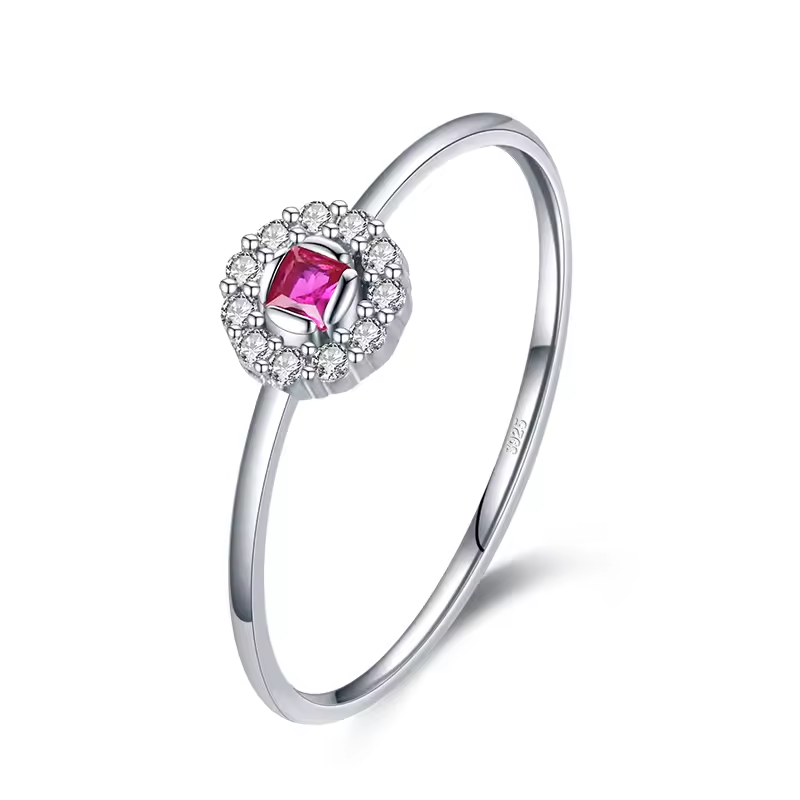 Ring 18kt Verguld Zilver | Zirconia Pink Flower