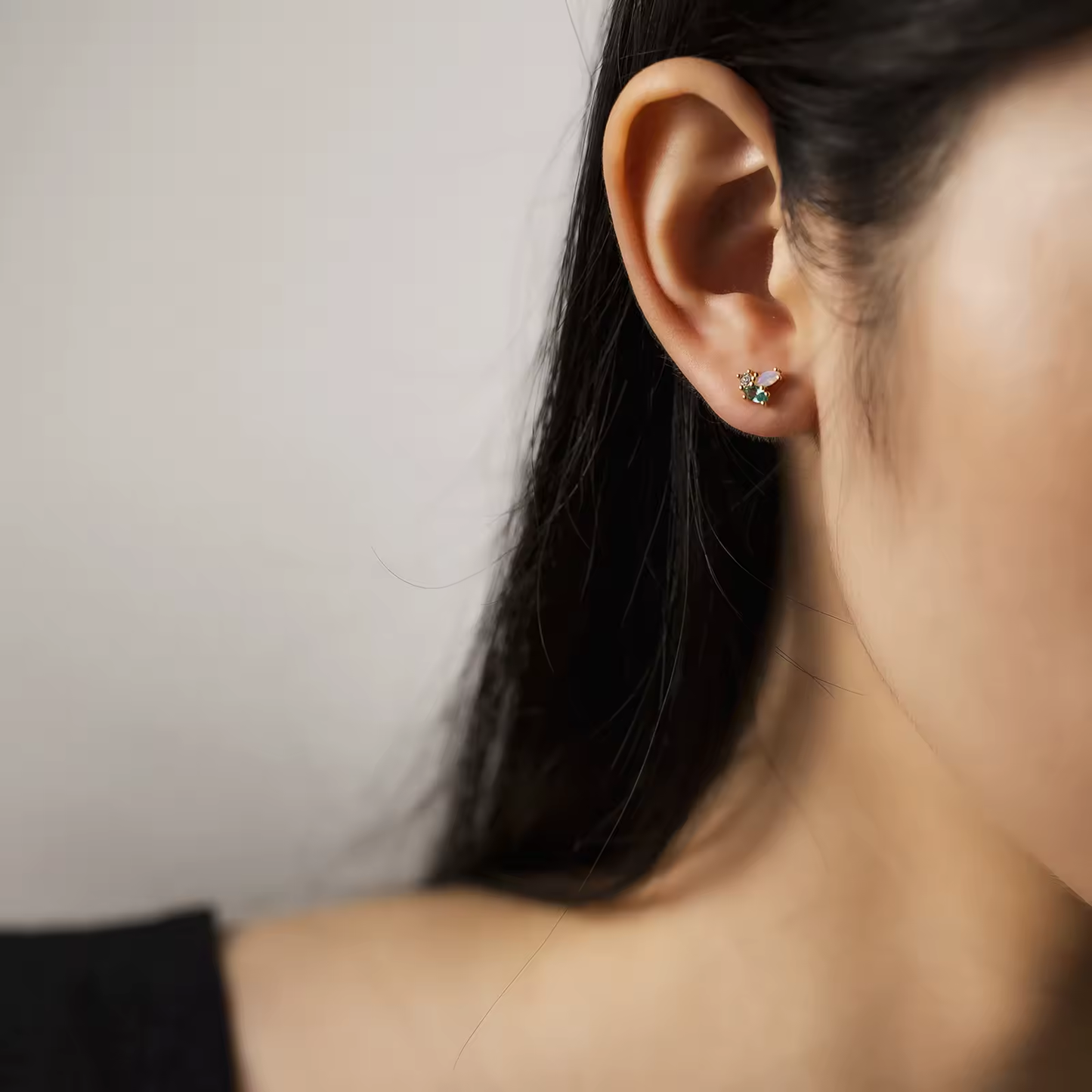 Oorringen 18kt Verguld Zilver | Green Zirconia Studs