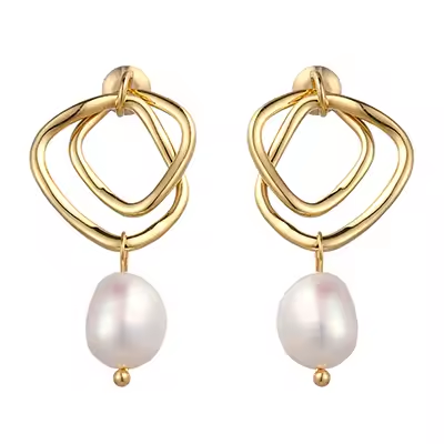 Geometrische Drop Natuurlijke Parel - Oorbellen