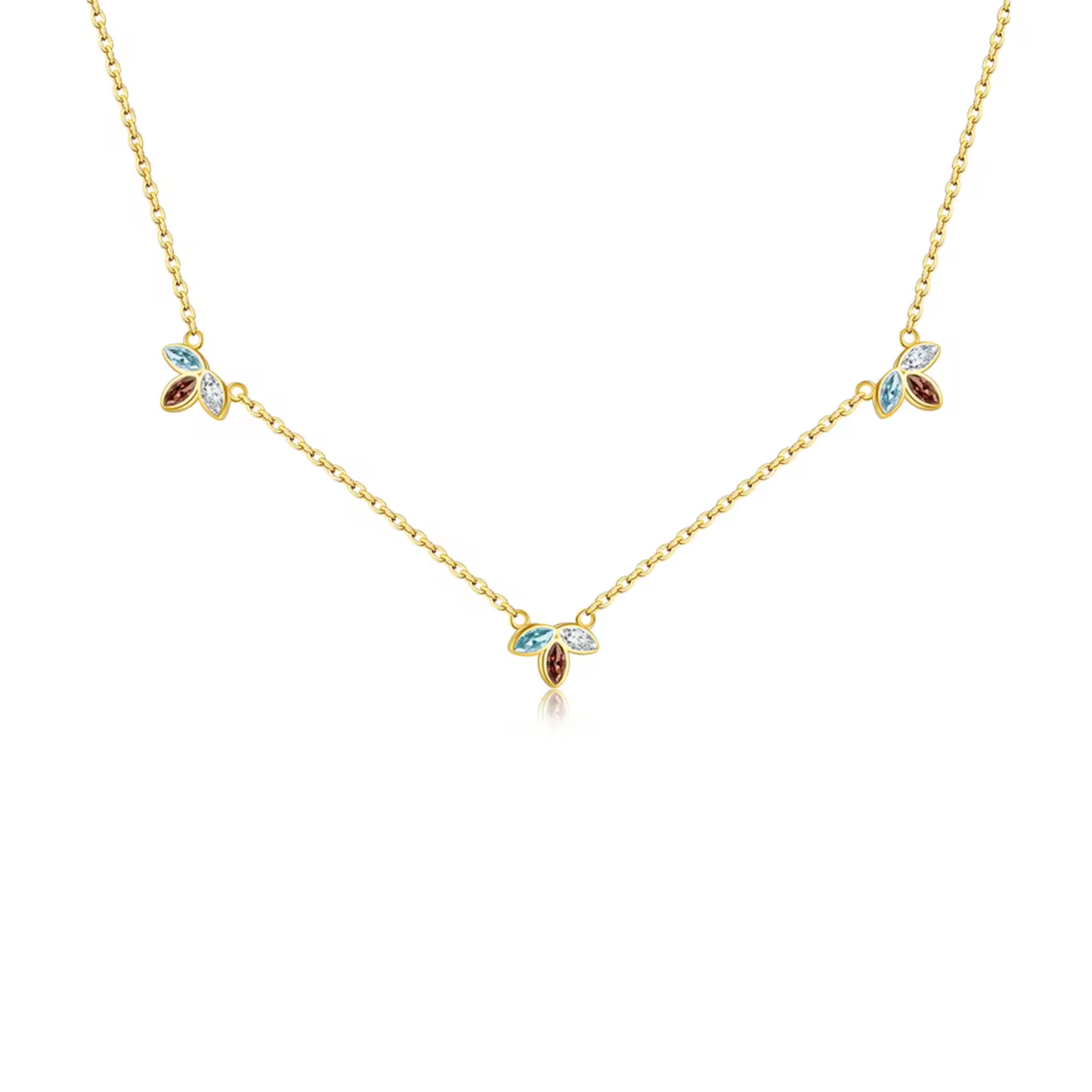 Ketting 18kt Verguld Zilver | Zirkonia Leaf Multi