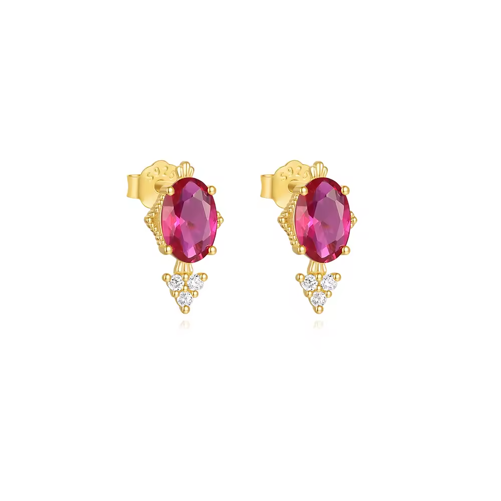 Oorringen 18kt Verguld Zilver | Pink Vintage Studs