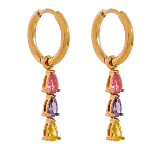 Zirconia Tri-Color | Oorringen