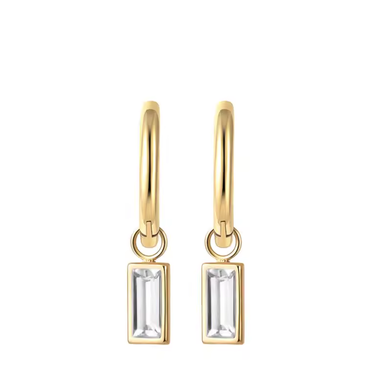 Oorringen 18kt Verguld Zilver | Zirconia Bar Studs
