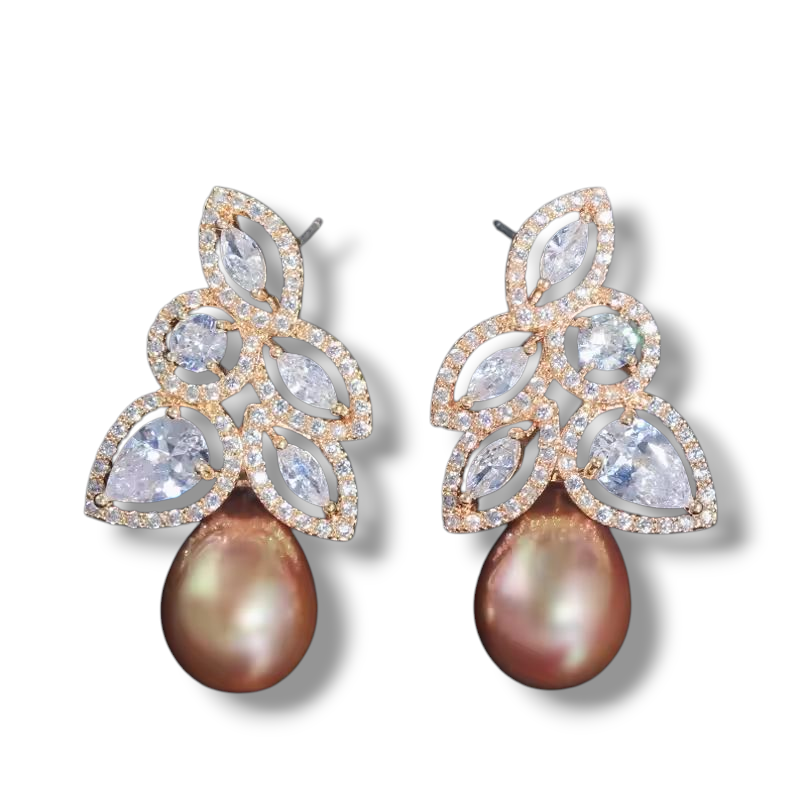 Zirconia Studs - Tan Perl | Statement Oorringen