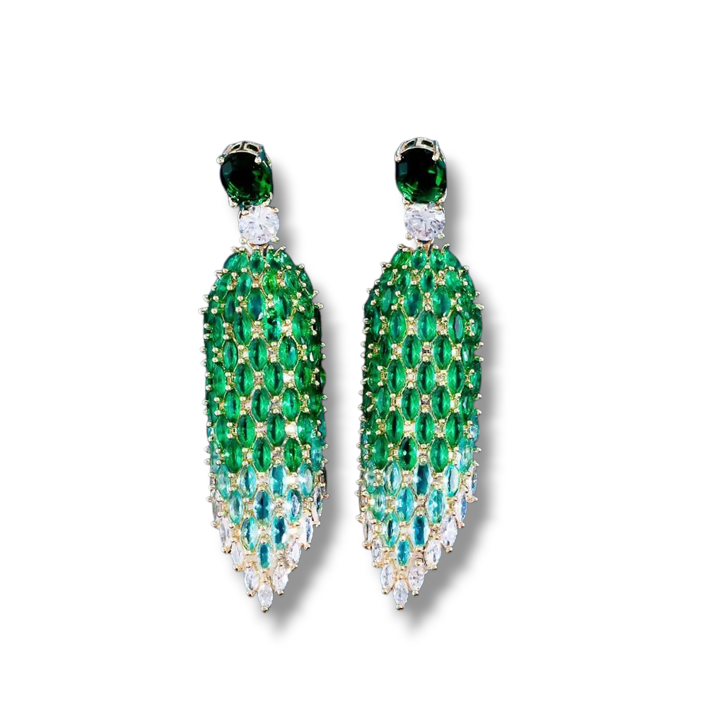 Green Zirconia Leaf Studs | Statement Oorringen