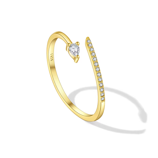 Ring 18kt Verguld Zilver | Waterdruppel Open