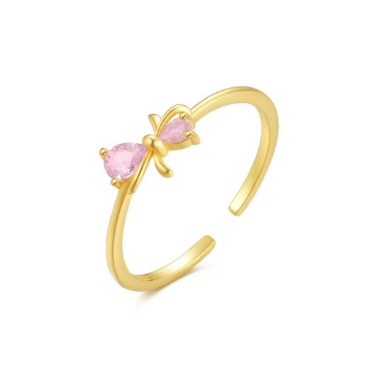 Ring 18kt Verguld Zilver | Pink Bow