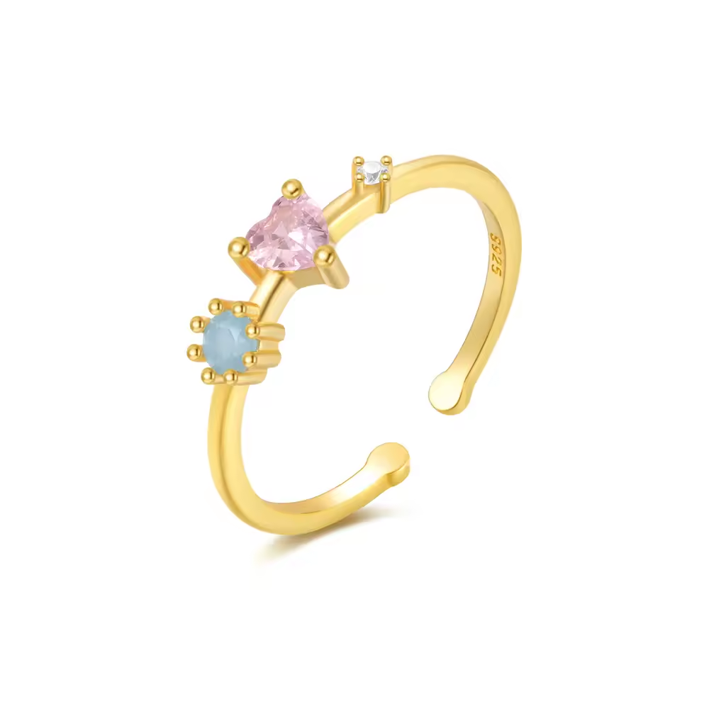 Ring 18kt Verguld Zilver | Pink - Blue