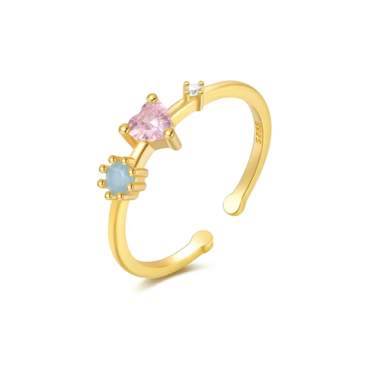 Ring 18kt Verguld Zilver | Pink - Blue