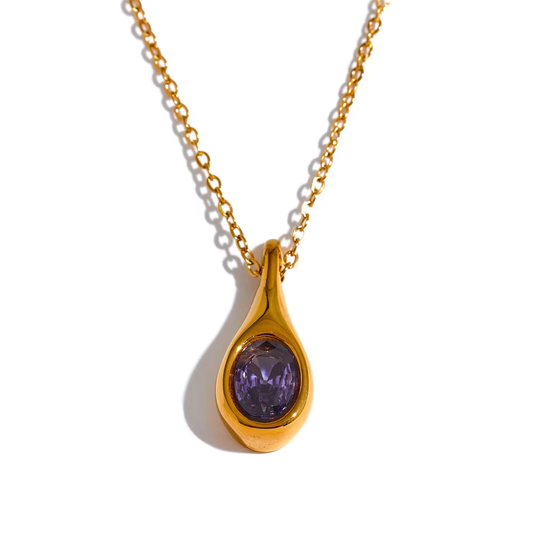Paarse Zirkonia Druppel | Ketting