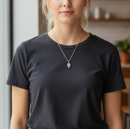 Ketting 24kt Verguld | Zirconia Leaf