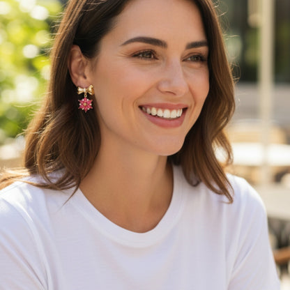 Oorringen 24kt Verguld | Pink Flower