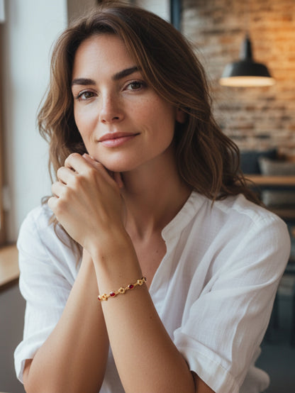 Armband 24kt Verguld | Retro Red