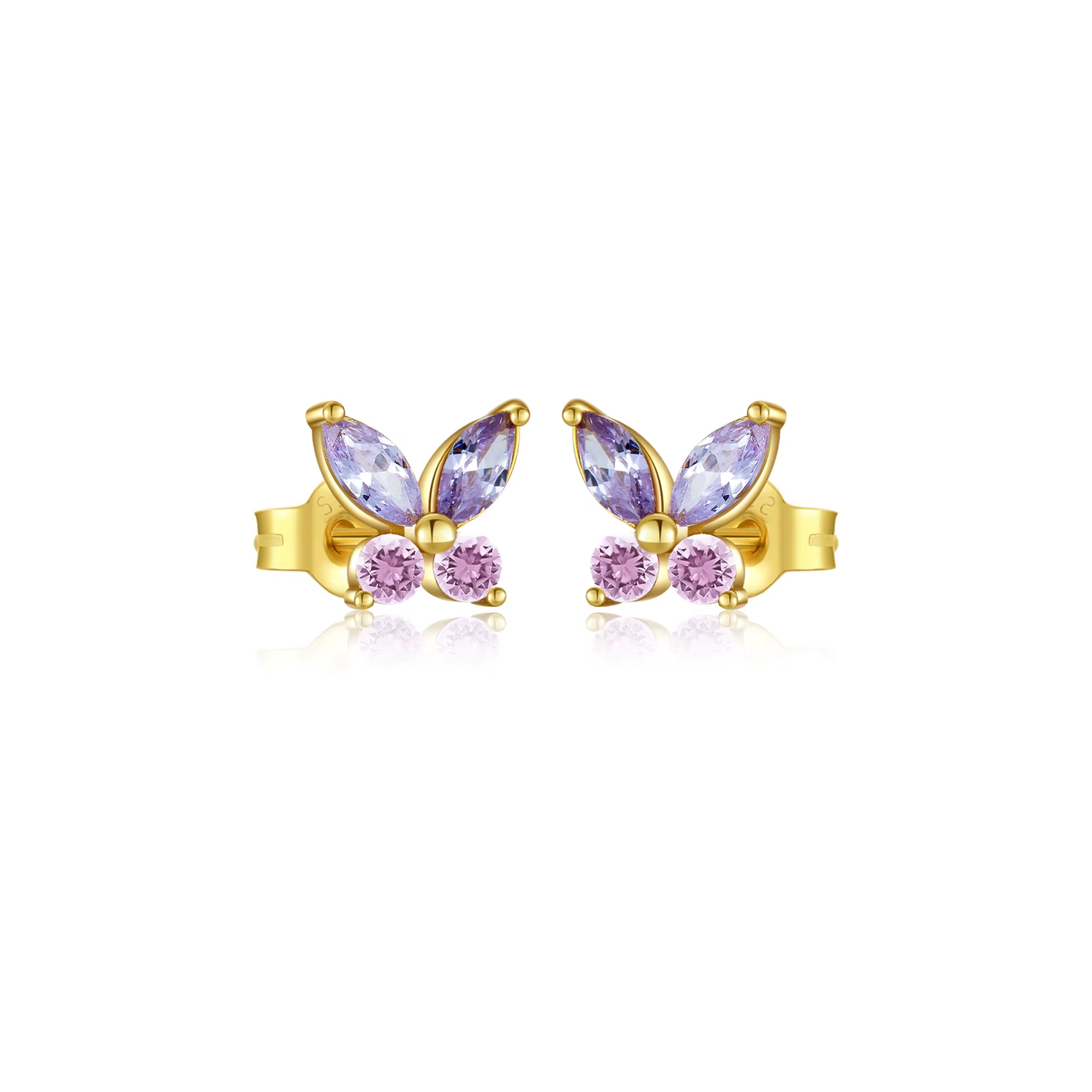 Oorringen 18kt Verguld Zilver | Purple Zirconia Studs