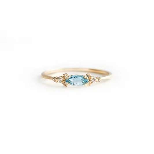 Ring 18kt Verguld Zilver | Aqua Zirkoon