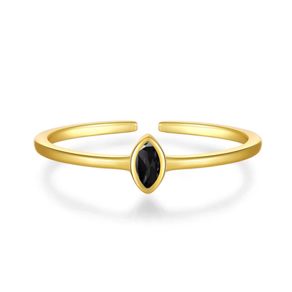 Ring 18kt Verguld Zilver | Black Zirconia