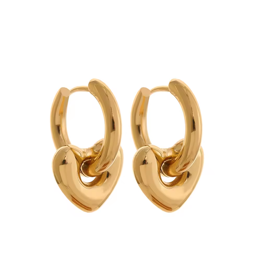 Hoop Heart Charm - Oorringen
