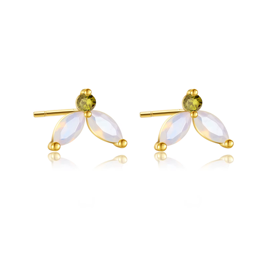 Oorringen 18kt Verguld Zilver | Zirconia V Studs