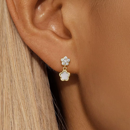 Oorringen 18kt Verguld Zilver | Pearl Flower Studs