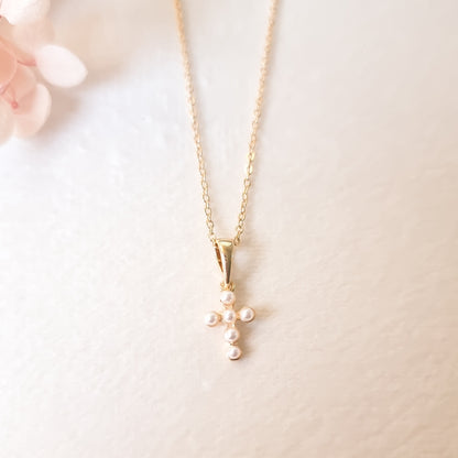 Ketting 24kt Verguld | Pearly Cross