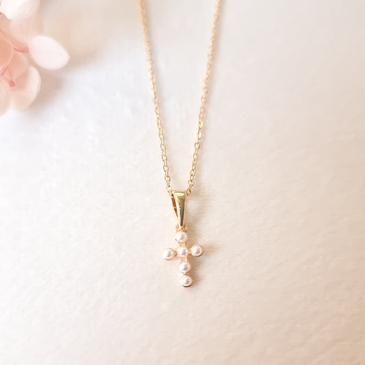 Ketting 24kt Verguld | Pearly Cross