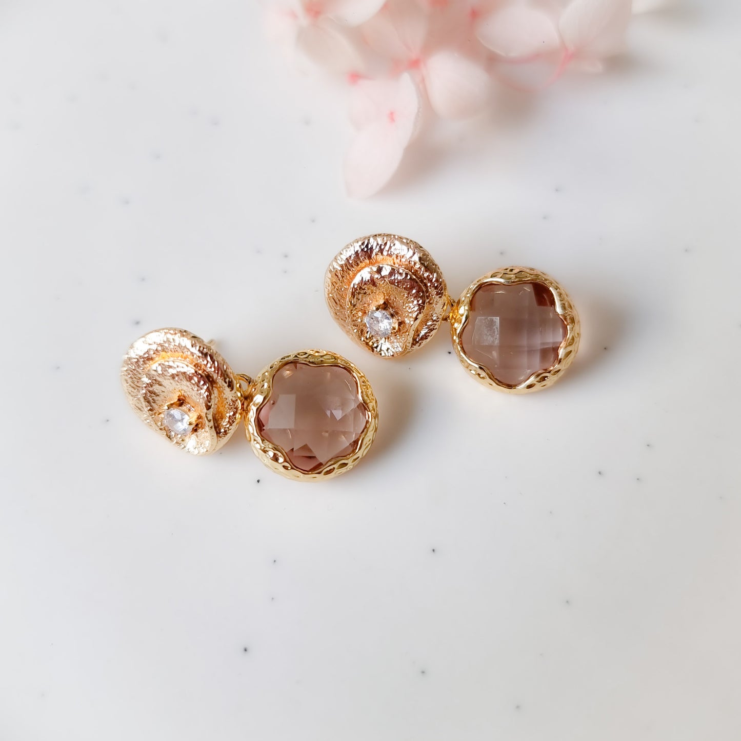 Oorringen 24kt Verguld | Pink Zirconia