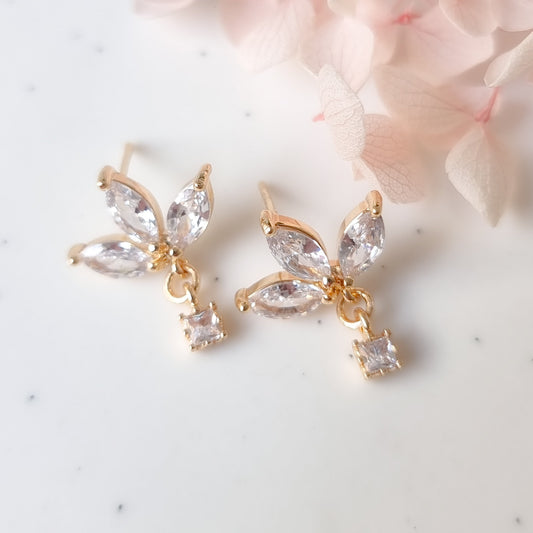 Ooringen 24kt Verguld | Leaf Zirconia Studs