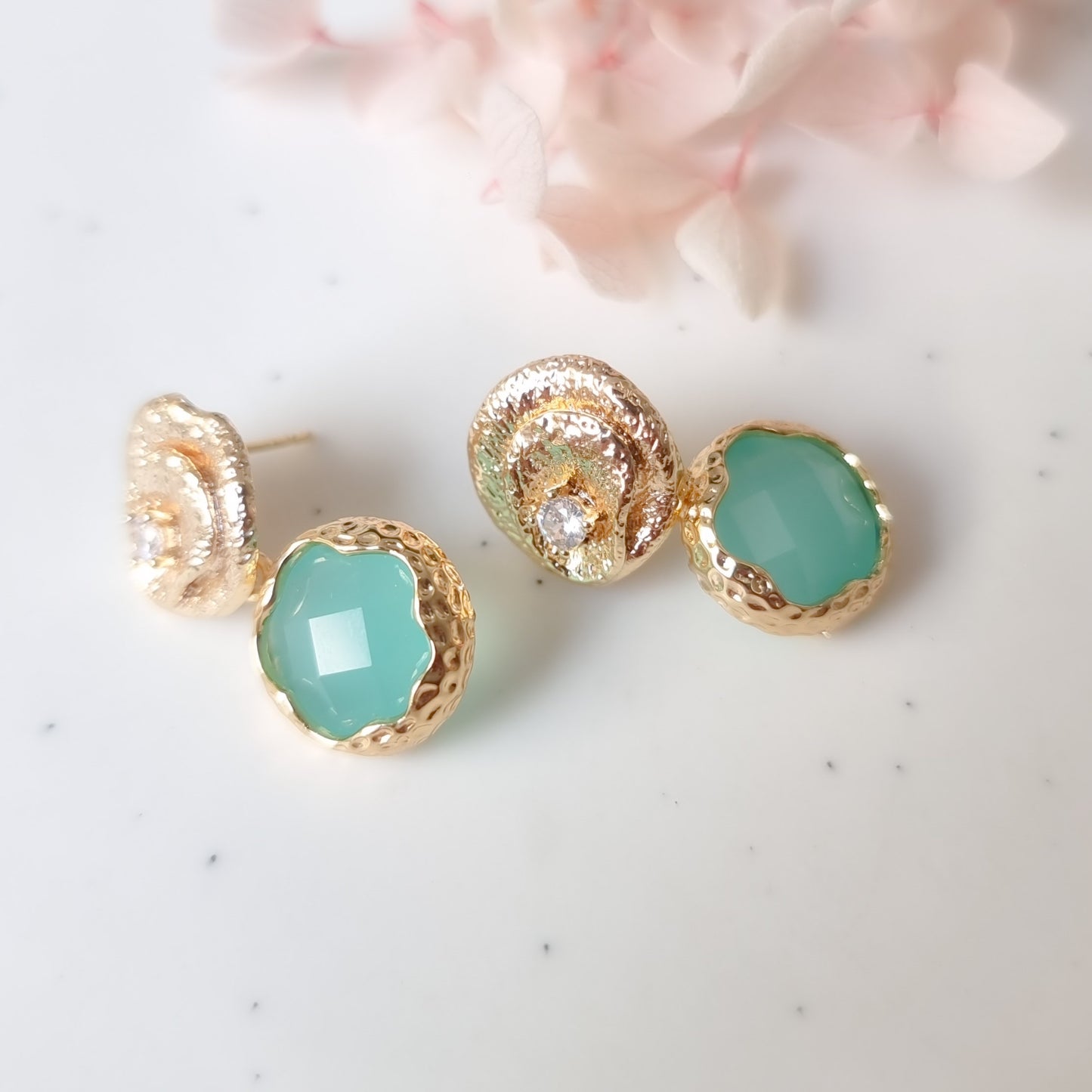 Oorringen 24kt Verguld | Blue Zirconia