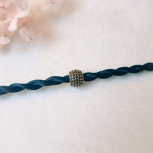 Twisted Satijn Armband | Zwart Zirconia