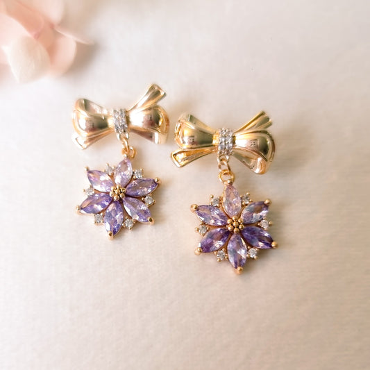 Oorringen 24kt Verguld | Purple Flower