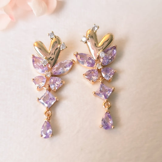 Oorringen 24kt Verguld | Heart Delight Purple