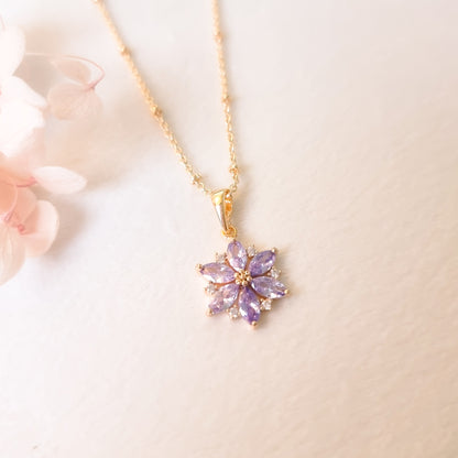 Ketting 24kt Verguld | Purple Flower