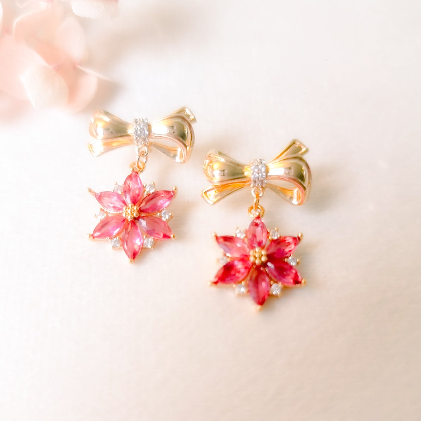 Oorringen 24kt Verguld | Pink Flower
