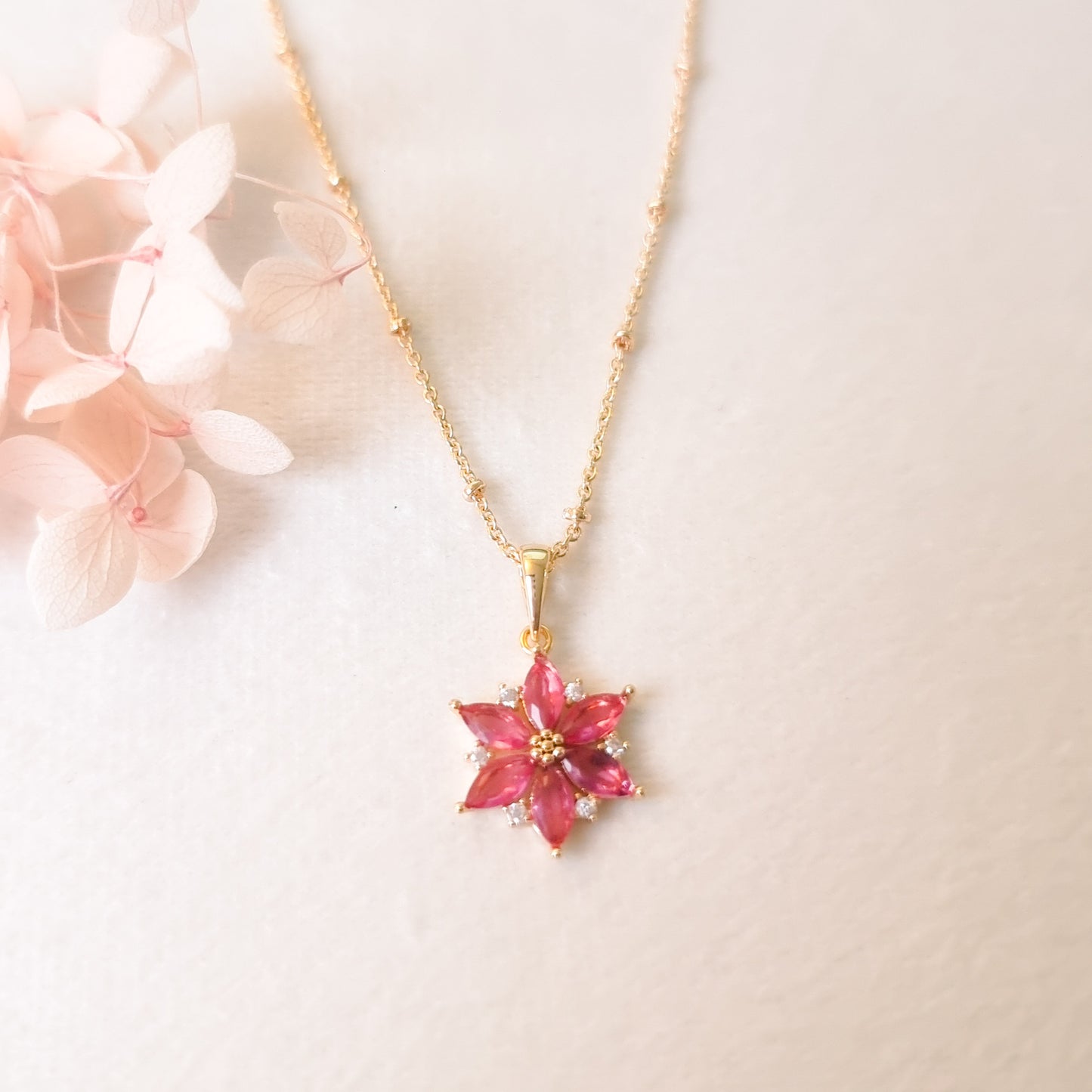 Ketting 24kt Verguld | Pink Flower