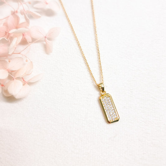 Ketting 24kt Verguld | Zirconia Bar
