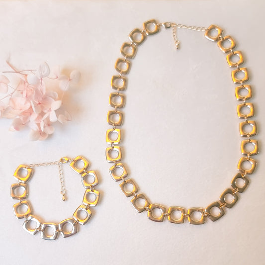 Ketting + Armband 24kt Verguld | Square