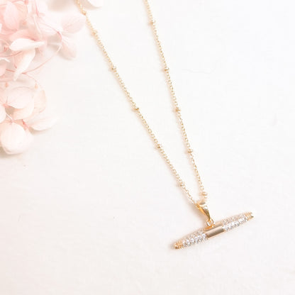 Ketting 24kt Verguld | Zirconia Bar