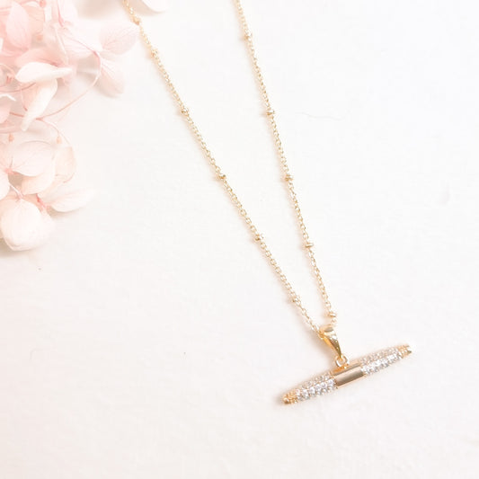 Ketting 24kt Verguld | Zirconia Bar