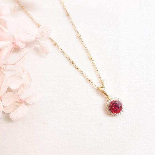 Ketting 24kt Verguld | Red Zirconia