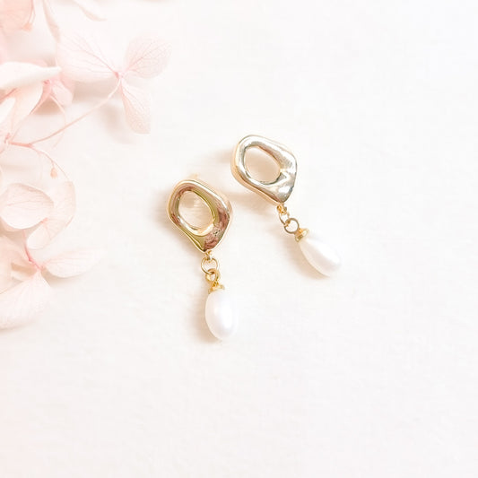 Oorringen 24kt Verguld | Square Pearl