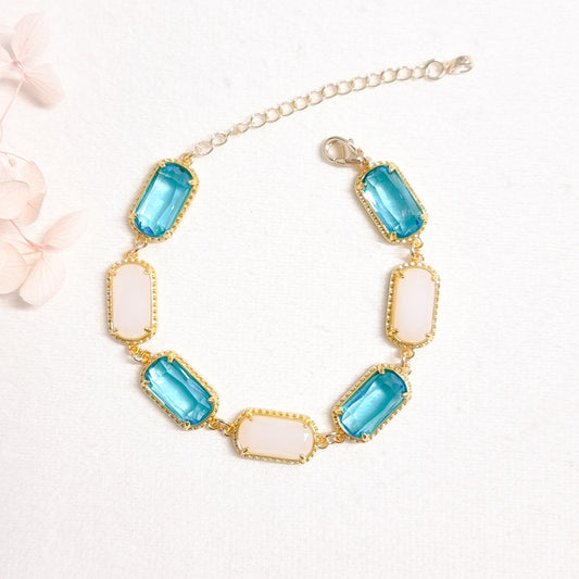 Armband 24kt Verguld | White - Blue