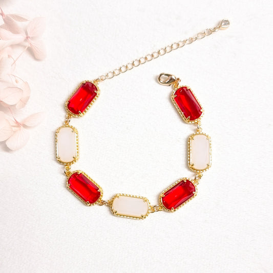 Armband 24kt Verguld | White - Red