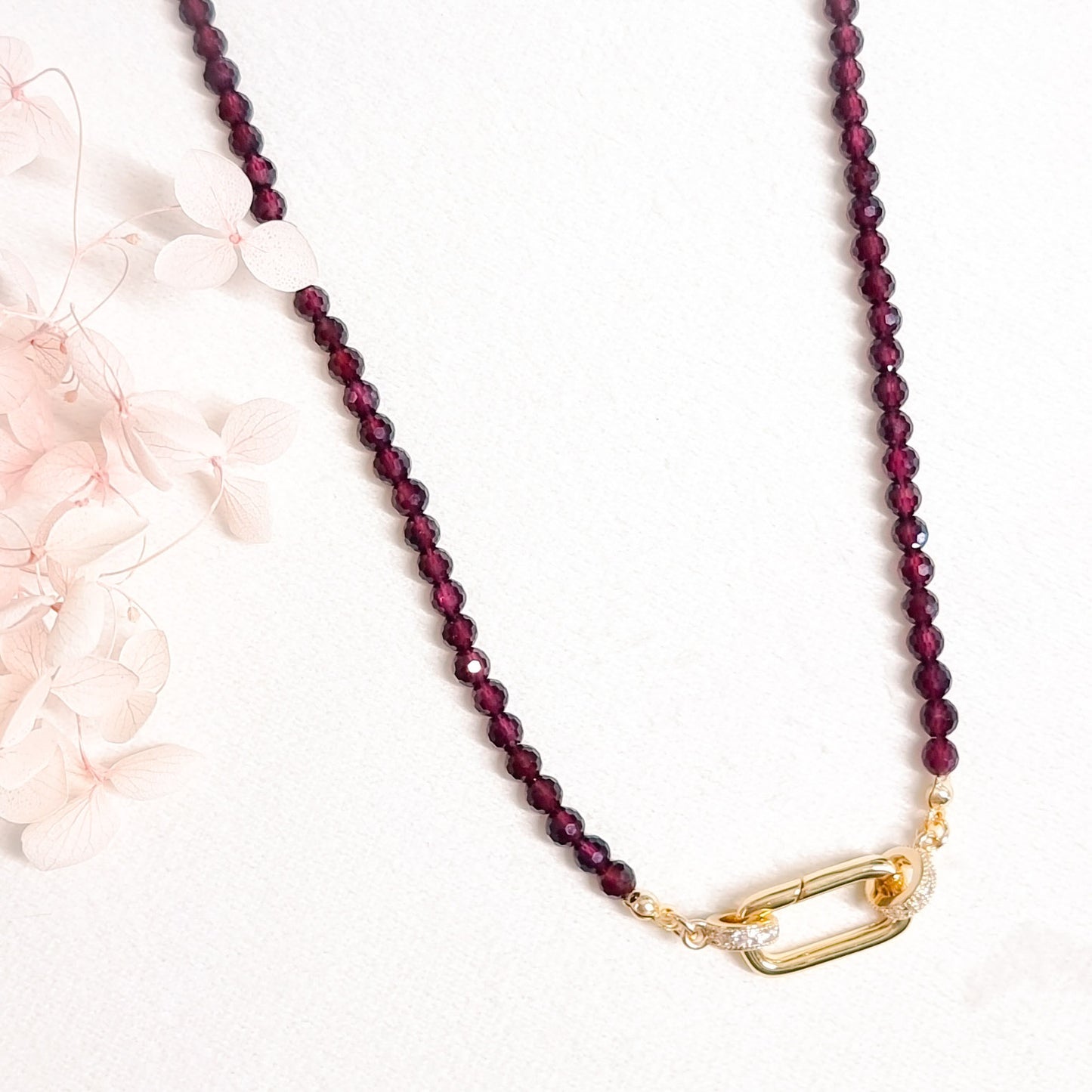 Ketting 24kt Verguld | Garnet Clip