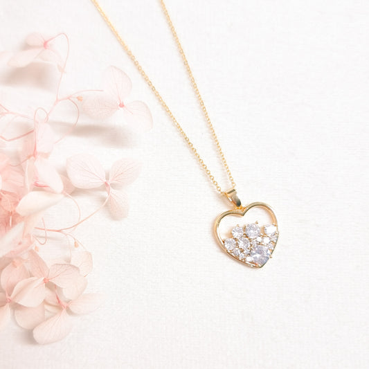 Ketting 24kt Verguld | Zirconia Heart Gold