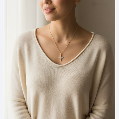 Ketting 24kt Verguld | Zirconia Cross