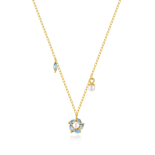 Ketting 18kt Verguld Zilver | Blue Flower