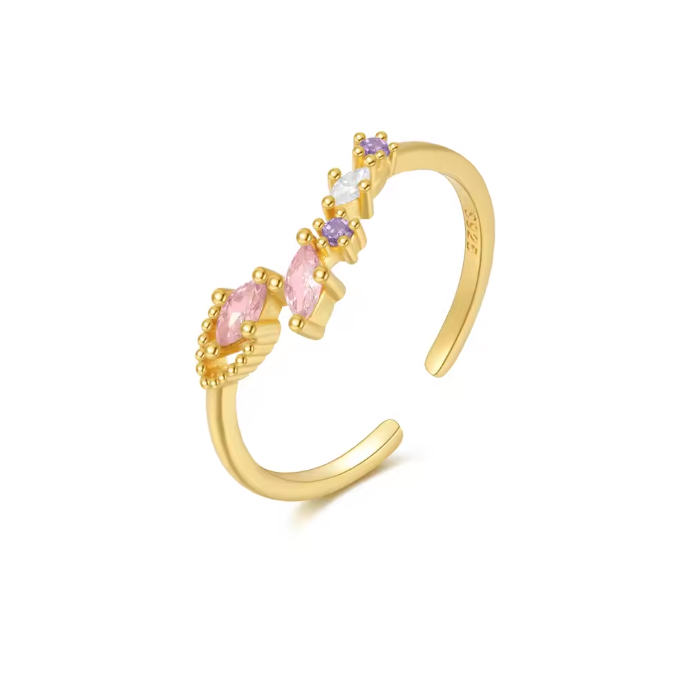 Ring 18kt Verguld Zilver | Pink - Purple
